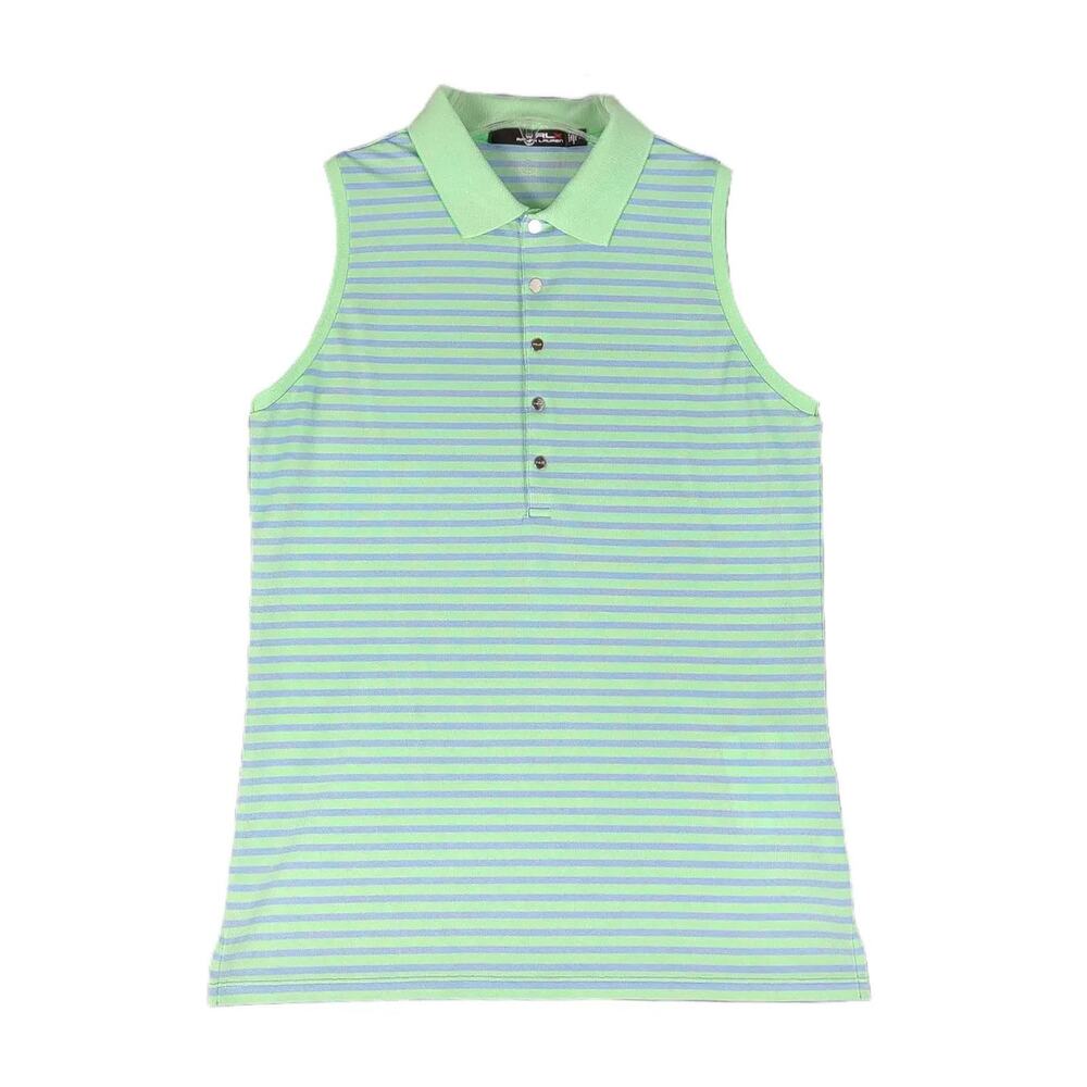 RLX Ralph Lauren Women's M Oxford Tech Sleeveless Golf Polo Shirt, Striped Sport